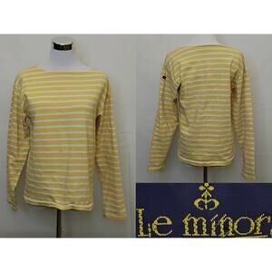 Le Minor Shirt Women's 2 Lemon Yellow/White Stripe Long Sleeve France #J5112